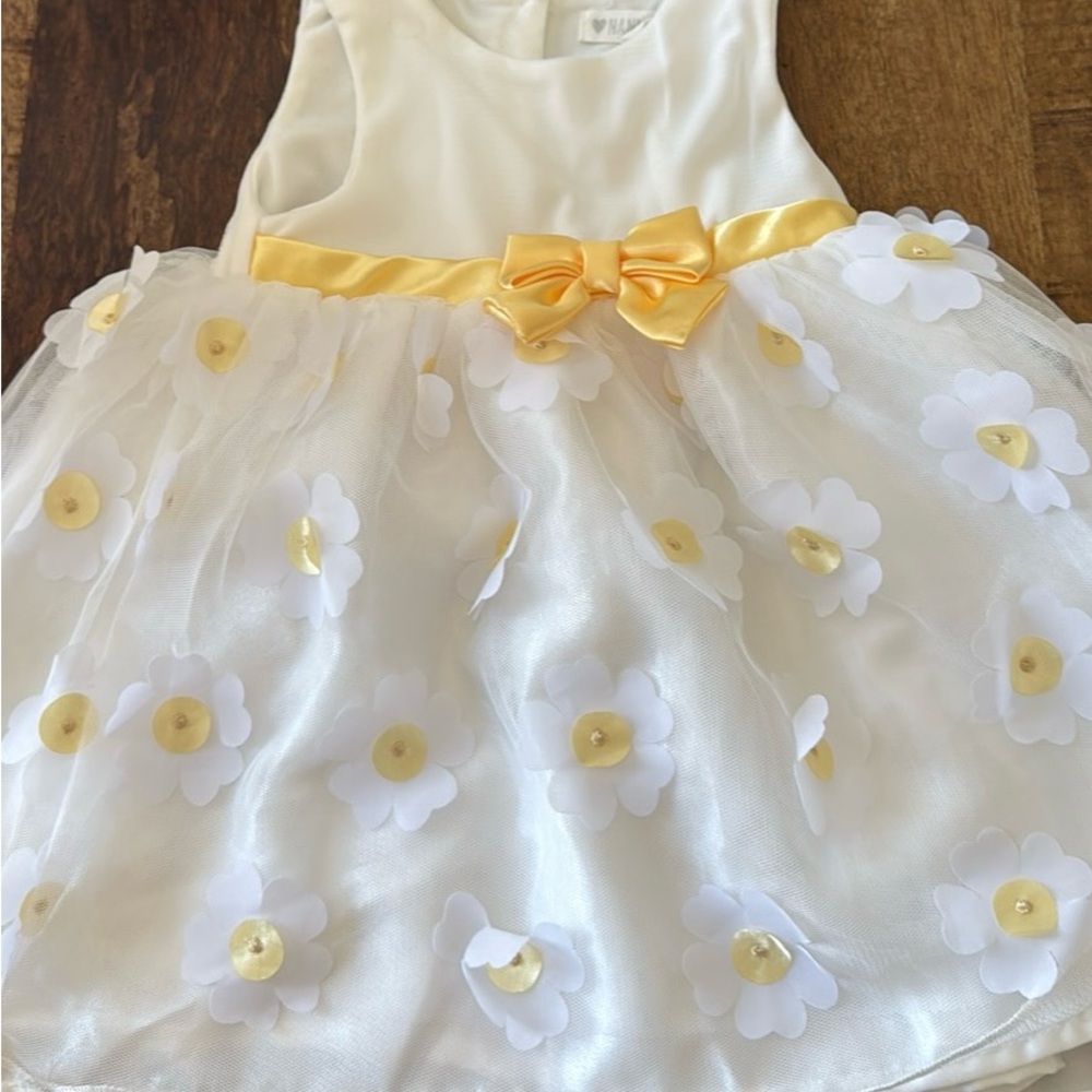 White and Yellow Floral Baby Girl Dress